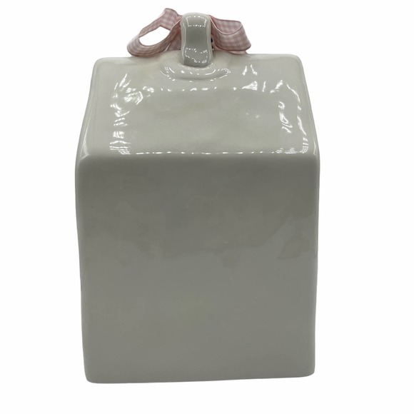 Rae Dunn Baby Bird Ceramic Birdhouse Pink Checkered Ribbon - Picture 4 of 8